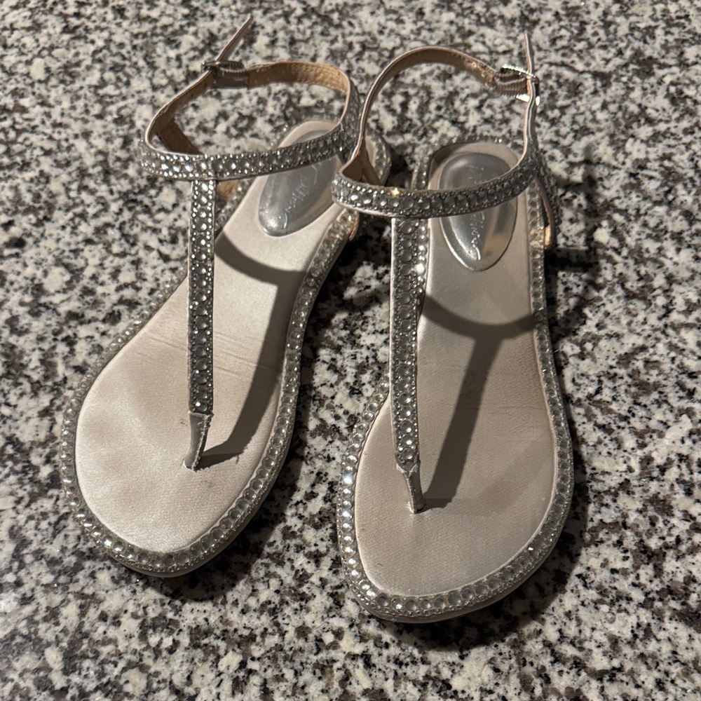 Betsey Johnson Silver Rhinestone Sandals